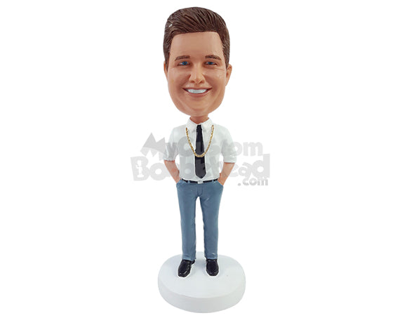 Custom Bobblehead pimp looking businessman having a good day - Careers & Professionals Corporate & Executives Personalized Bobblehead & Action Figure