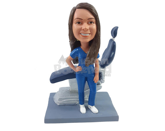 Custom Bobblehead good looking dentist gal in scrubs - Careers & Professionals Medical Doctors Personalized Bobblehead & Action Figure