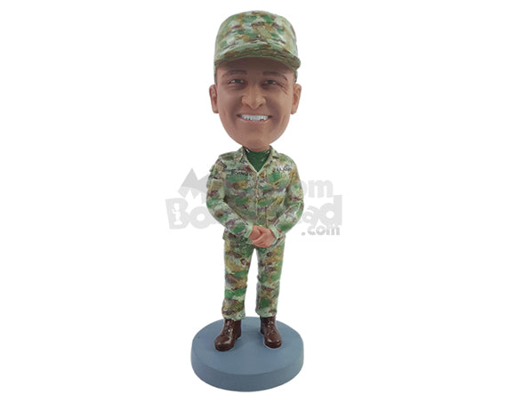 Custom Bobblehead Soldier with crossed arms ready to roll on his uniform - Careers & Professionals Arms Forces Personalized Bobblehead & Action Figure