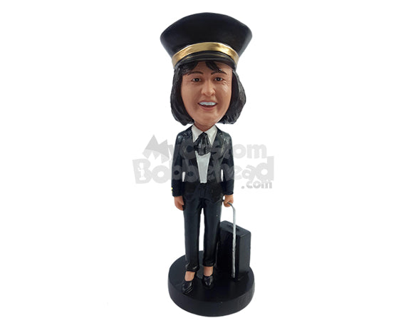 Custom Bobblehead Flight Attendant ready to board  - Careers & Professionals Corporate & Executives Personalized Bobblehead & Action Figure