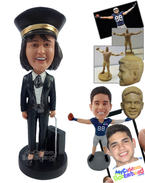 Flight Attendant Ready to Board Personalized Bobblehead