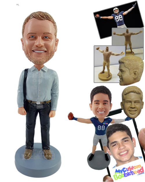 Businessman Wearing a Nice Shirt with a Bag over the Shoulder Personalized Bobblehead