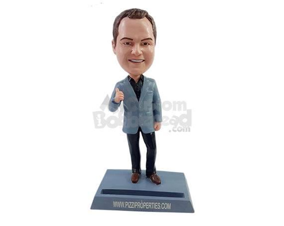 Custom Bobblehead Elegant man giving a thumbs up wearng a nice jacket - Careers & Professionals Corporate & Executives Personalized Bobblehead & Action Figure