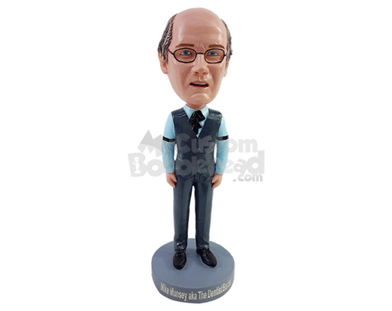 Custom Bobblehead nice looking vendor with nice tie and vest - Careers & Professionals Corporate & Executives Personalized Bobblehead & Action Figure