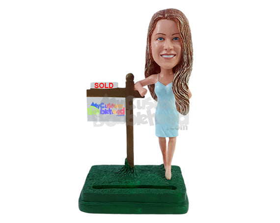 Custom Bobblehead Beautiful real estate agent wearing a nice dress and heels - Careers & Professionals Real Estate Agents Personalized Bobblehead & Action Figure