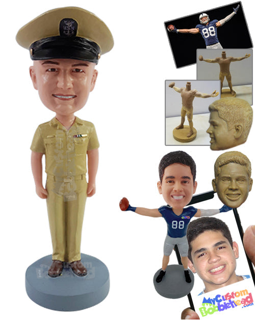 Male Arms Forces Officer Standing in Duty Personalized Bobblehead