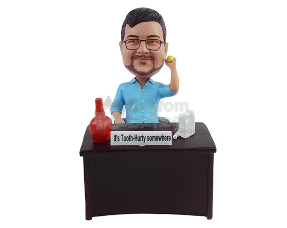 Custom Bobblehead Relaxed dude sitting on a chair with a ball in hand wearing a nice button-down shirt - Careers & Professionals Teachers Personalized Bobblehead & Action Figure