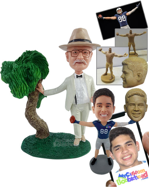 Botanist Male Wearing Nice Suit Leaning on a Big Tree Personalized Bobblehead