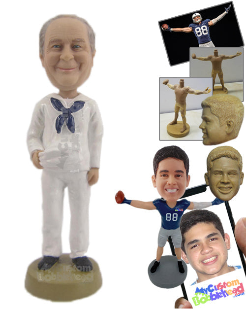 Trendy Man in Sweatshirt Waving Hands Personalized Bobblehead