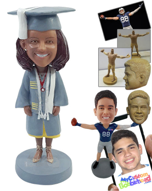 Nice looking female graduate wearing nice heels Personalized Bobblehead