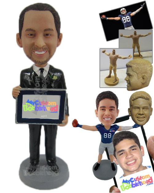 Dude Wearing Corporate Outfit Looking for a Deal Personalized Bobblehead