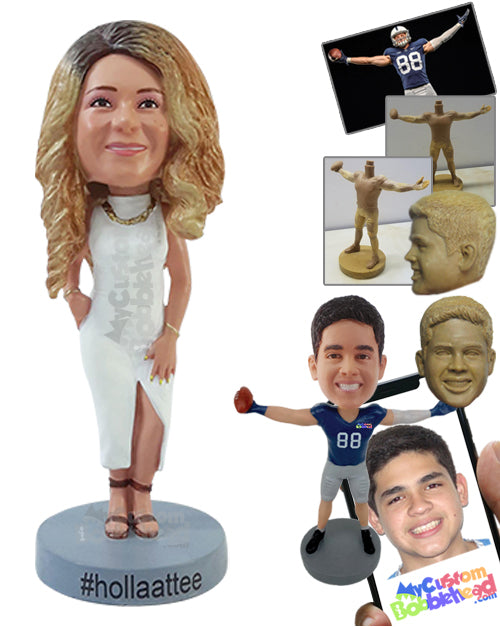 Fashionable Woman Wearing Elegant Dress Ready for a Great Night Out Personalized Bobblehead