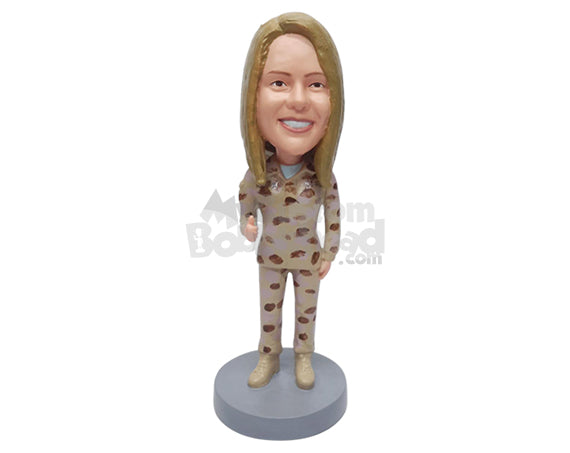 Custom Bobblehead Arm woman officer wearing her uniform giving a thumbs up  - Careers & Professionals Arms Forces Personalized Bobblehead & Action Figure