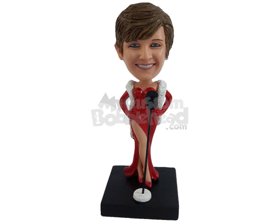 Cool Singer Gal Ready to Rock Personalized Bobblehead