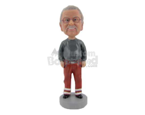 Custom Bobblehead Dude Enjoying His Day Wearing A T-Shirt And Pants - Careers & Professionals Casual Males Personalized Bobblehead & Cake Topper