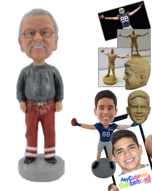 Dude Enjoying His Day Wearing a T-Shirt and Pants Personalized Bobblehead