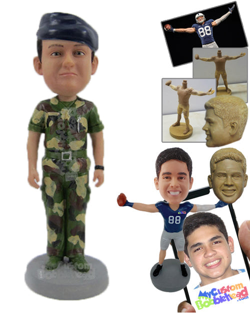 Army Officer on His Duty Wearing Army Suit Personalized Bobblehead