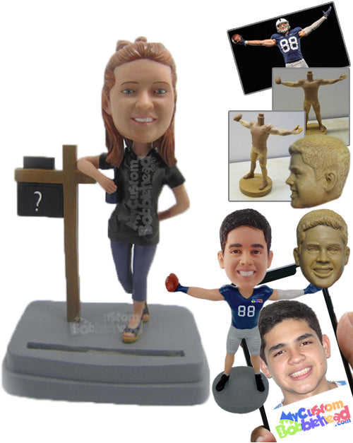 Gorgeous Realtor Selling Property Wearing Trendy Dress and Jeans Personalized Bobblehead