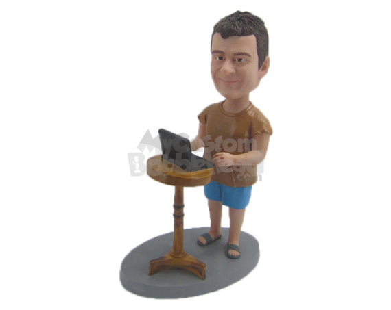 Custom Bobblehead Cool Pal In A T-Shirt And Shorts Working From Home - Careers & Professionals Corporate & Executives Personalized Bobblehead & Cake Topper