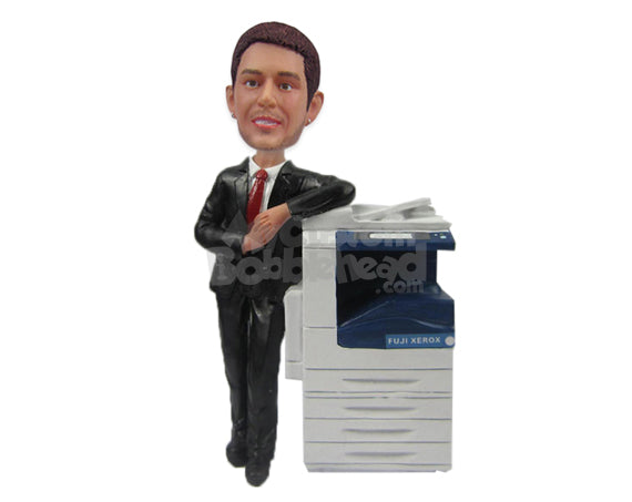 Office Assistant Wearing Formal Attire Standing Beside a Copy Machine Personalized Bobblehead