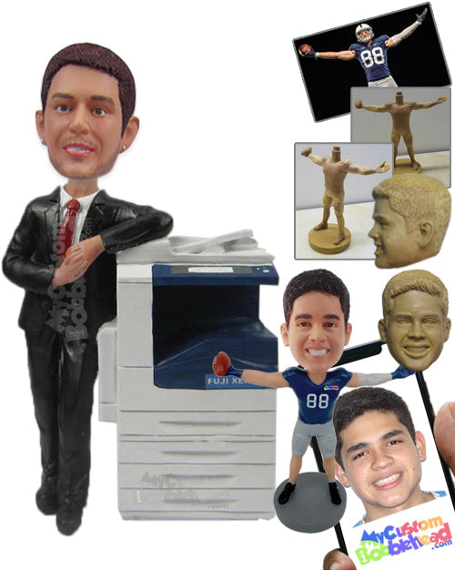 Office Assistant Wearing Formal Attire Standing Beside a Copy Machine Personalized Bobblehead