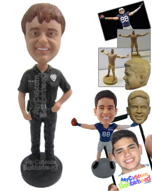 Police Officer Ready to Fight Crime in the City Personalized Bobblehead