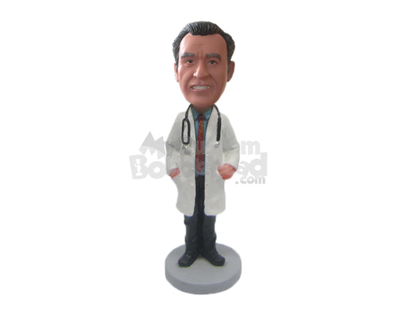 Custom Bobblehead Doctor With Both Hands In Pockets - Careers & Professionals Medical Doctors Personalized Bobblehead & Cake Topper