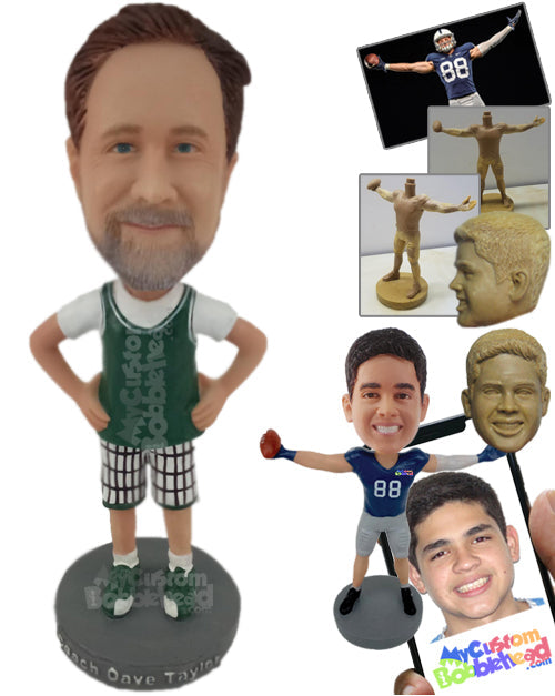 Male Basketball Aficionado Ready to Show Some Tricks on the Court Personalized Bobblehead