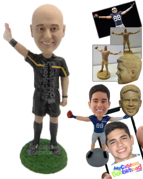 Soccer Referee Showing a Red Foul Card Personalized Bobblehead