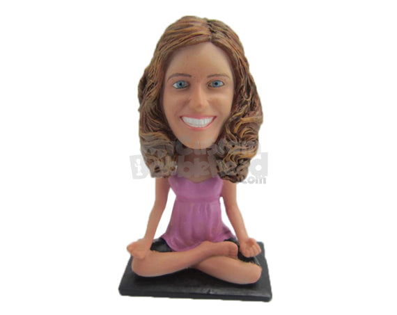 Custom Bobblehead Yoga Lady Keeping Herself Fit And Tight - Sports & Hobbies Yoga & Relaxation Personalized Bobblehead & Cake Topper