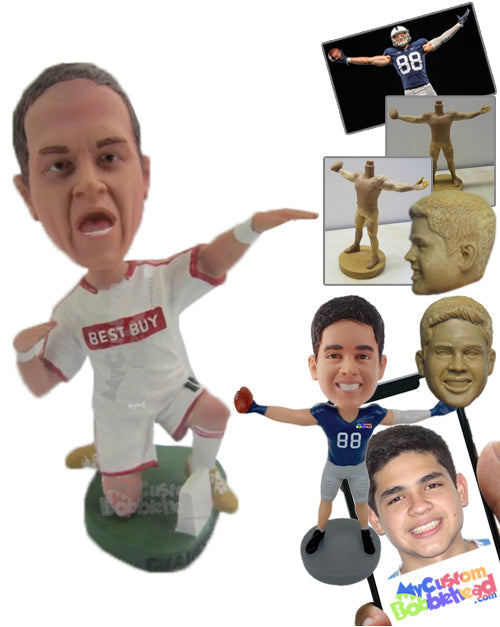 Soccer Player Celebrating After Scoring a Goal Personalized Bobblehead