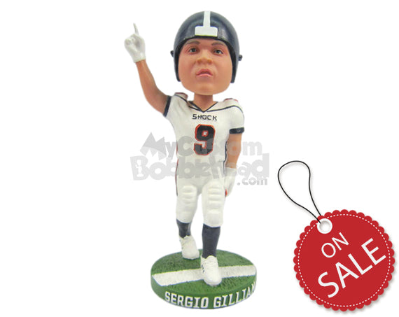 Custom Bobblehead Strong Football Player Celebrating A Touchdown - Sports & Hobbies Football Personalized Bobblehead & Cake Topper