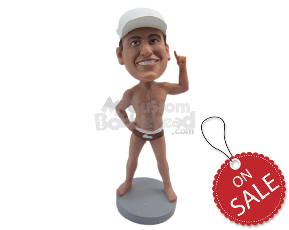 Custom Bobblehead Strong Bodybuilder Showing Off Some Moves In Tiny Briefs - Sports & Hobbies Weight Lifting & Body Building Personalized Bobblehead & Cake Topper