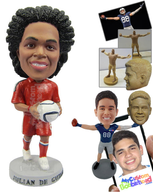 Male Rugby Player with Ball in Hand Personalized Bobblehead