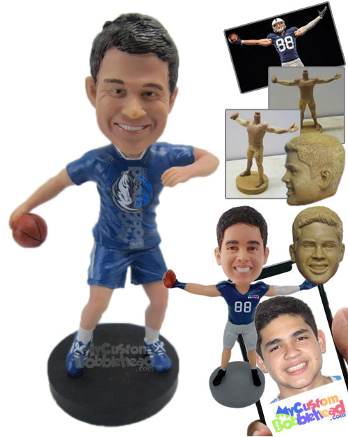 Basketball Aficionado Playing a Pickup Game Personalized Bobblehead