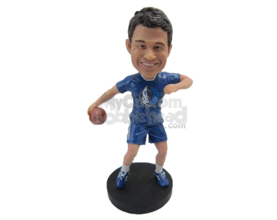 Custom Bobblehead Basketball Aficionado Playing A Pickup Game - Sports & Hobbies Basketball Personalized Bobblehead & Cake Topper