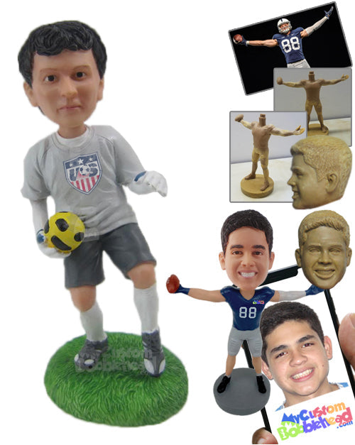 Male Soccer Goalkeeper Catching the Ball Personalized Bobblehead