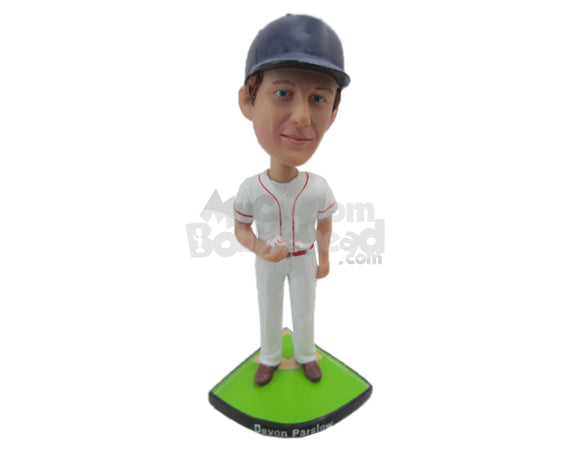 Custom Bobblehead Baseball Dude Holding A Ball In His Hand - Sports & Hobbies Baseball & Softball Personalized Bobblehead & Cake Topper