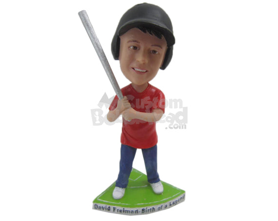 Custom Bobblehead Kid Baseball Player Ready To Hit The Ball Hard - Sports & Hobbies Baseball & Softball Personalized Bobblehead & Cake Topper