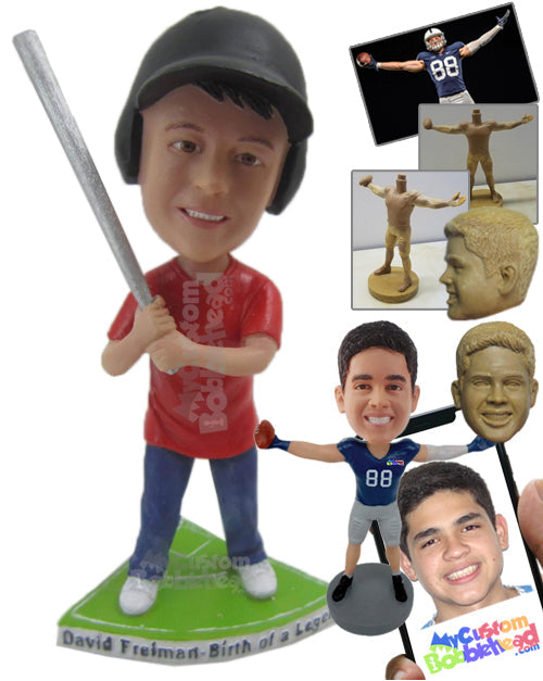 Kid Baseball Player Ready to Hit the Ball Hard Personalized Bobblehead