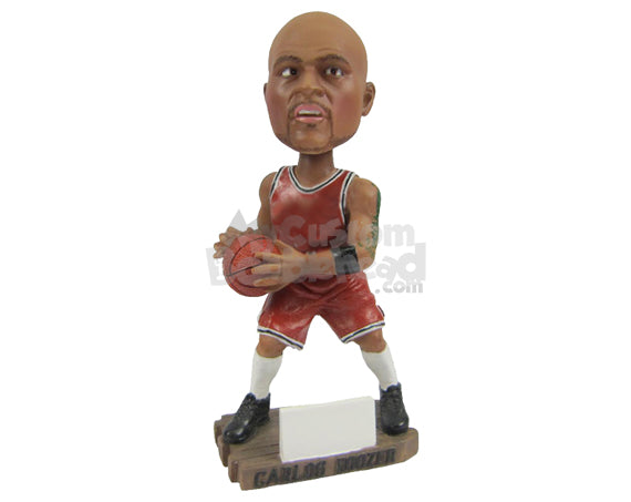 Custom Bobblehead Tall & Strong Basketball Player Looking For Space To Pass - Sports & Hobbies Basketball Personalized Bobblehead & Cake Topper