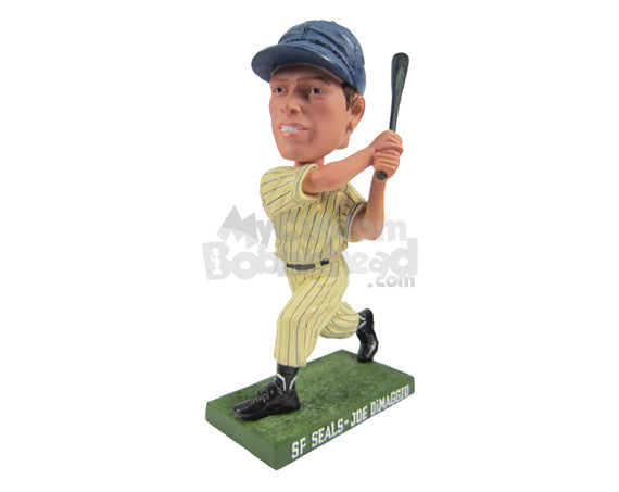 Vintage Baseball Player Hitting the Ball Personalized Bobblehead