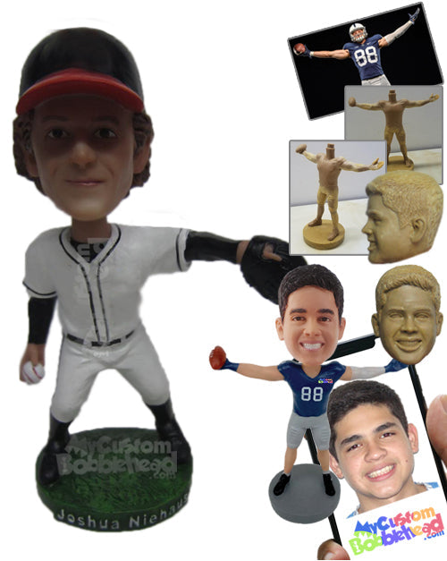 Male Baseball Pitcher Ready to Pitch the Ball Personalized Bobblehead