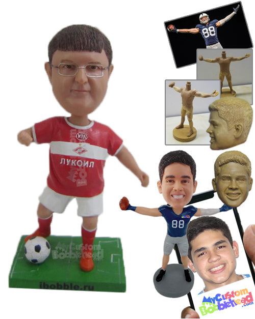 Overweight Soccer Player Kicking the Soccer Ball Personalized Bobblehead