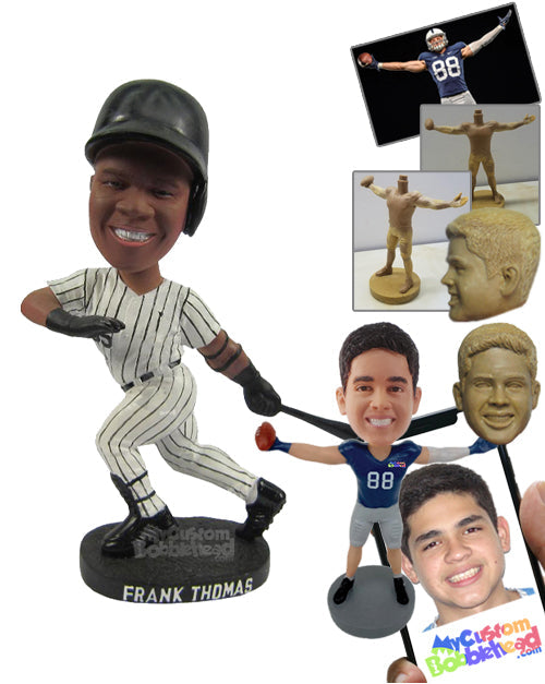 Male Baseball Player Running After Hitting the Ball in the Air Personalized Bobblehead