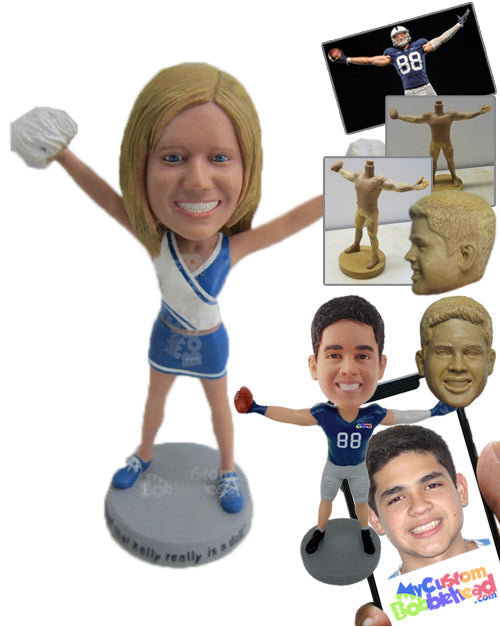 Sexy Cheerleader Wearing Short Casual Outfit Cheering for Her Team Personalized Bobblehead