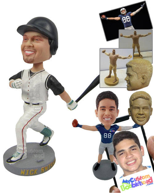 Cool Baseball Pal Happy After Hitting A Home Run Personalized Bobblehead