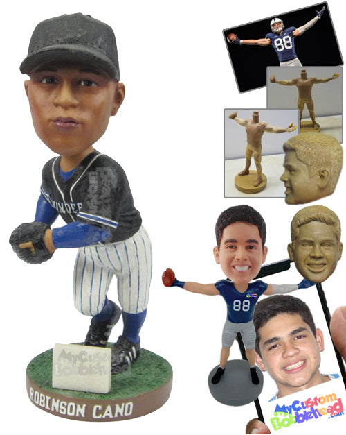 Male Baseball Player About to Pitch the Ball Personalized Bobblehead