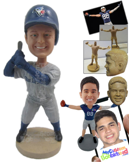 Male Baseball Player Ready to Face the Ball Personalized Bobblehead