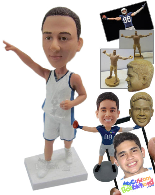 Male Volleyball Player Wearing Sporting Outfit Showing the Way Personalized Bobblehead